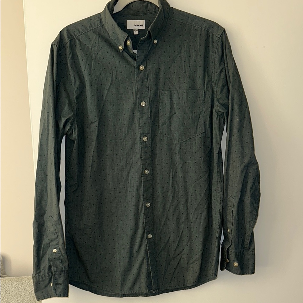 Bonobos Green Casual Button Down Shirt Crisp Cotton